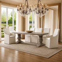 Ensemble de table à manger rectangulaire extensible en bois massif de luxe moderne avec chaise à accoudoirs inclinés pour les designers d'intérieur