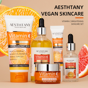 Set de Cuidado Facial de 5 Piezas con Vitamina C Orgánica Herbal Natural, Limpiador Facial, Tónico, Suero, Crema para Ojos, Blanqueador e Iluminador - Product Image 2