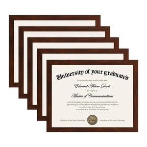 Cadres pour documents 8,5x11 en gros, <span class=keywords><strong>porte</strong></span>-certificats finition acajou avec verre véritable pour diplômes universitaires - Product Image 1