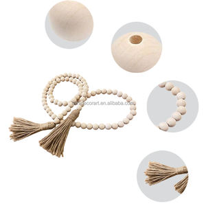Guirnalda de Cuentas de Madera de 58 Pulgadas con <span class=keywords><strong>Borlas</strong></span> Estilo Boho - Decoración Rústica y Chic <span class=keywords><strong>para</strong></span> Pared, Sobre Gabinetes y Mesas - Product Image 2