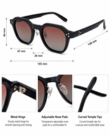 Lunettes de soleil vintage noires géométriques en acétate UV400 anti-radiation unisexe rétro carrées avec verres dégradés blancs et marron – Usine OEM/ODM