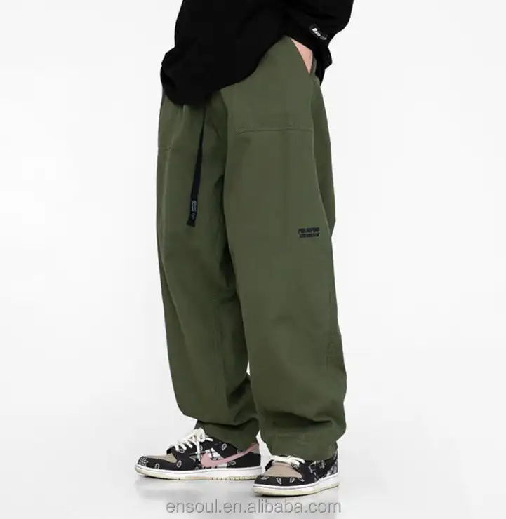 OEM Wholesale Manufacturer Streetwear Blank Oversized Custom Logo Green Parachute Baggy Pants For Men