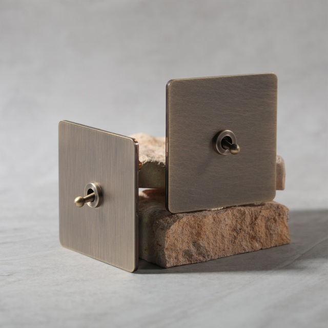 Maxery Stainless Steel Brass 1-Gang 2-Way Flush-Mounted Antique Bronze Switch Knob Plate US Standard Home Bar Hotel Wall Pull