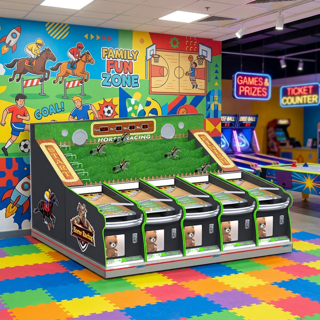 Coin-Operated Arcade Horse Racing Game Machine for 5 Players English