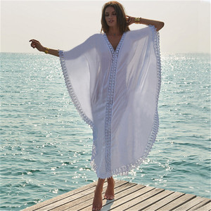 C3539 casuales de las mujeres cubierta Ups <span class=keywords><strong>blanco</strong></span> de verano, ropa de <span class=keywords><strong>playa</strong></span>, <span class=keywords><strong>kaftan</strong></span> venta al por mayor de la India - Product Image 2