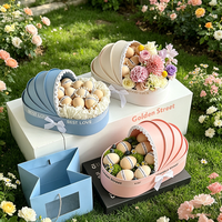 Boîte cadeau personnalisée en forme de berceau avec bordure en dentelle, boîte ovale pour fleurs et desserts pour baby shower, mariage et fête