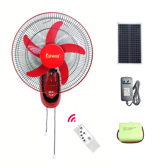 Wholesale 12V DC 16-inch Plastic Lithium Battery Solar Roof Ceiling Fan Copper Motor 3-Speed Remote Control Adapter Wall-mounted