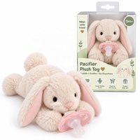 Peluche personnalisée en forme de lapin, porte-sucette, jouet en peluche doux, animal en peluche pour bébé, jouet de confort, fabricant OEM, boîte cadeau