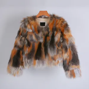 Custom logo clothes natural genuine authentic fox fur furry coat for women elegant