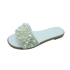 Sandali piatti personalizzati da donna con intarsi <span class=keywords><strong>di</strong></span> perle, ciabatte in <span class=keywords><strong>vetro</strong></span> da donna per l'estate, con soletta in PU per camminare - Product Image 3