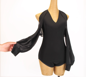 Сексуальный танцевальный костюм-леотард с открытой спиной и V-образным вырезом для латиноамериканских танцев, джаза, самбы, румбы, сальсы, дышащий топ для женщин - Product Image 6