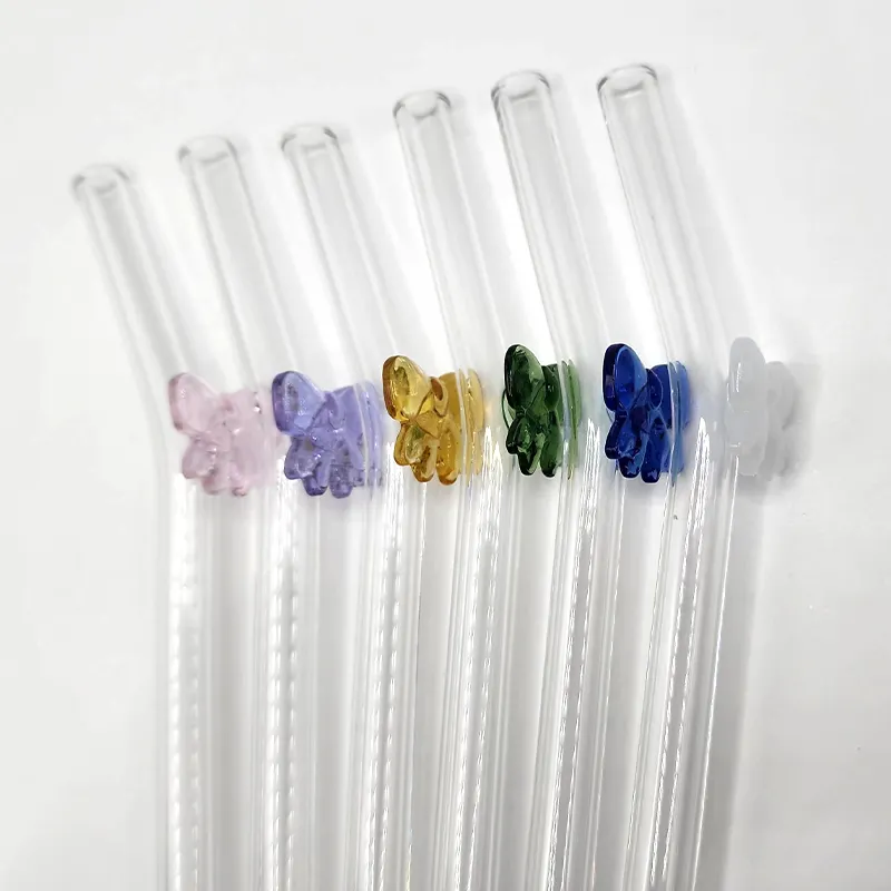 Hersteller lieferungen wiederverwendbare farbige Bogen-Glas-Strähne trinken hochborosilikat-Glas-Strähne bunte Bogen-Strähne