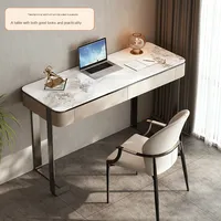 Coiffeuse en bois massif avec dalle de roche de style italien Coiffeuse de chambre à coucher crème design haut de gamme pour le maquillage des petits appartements