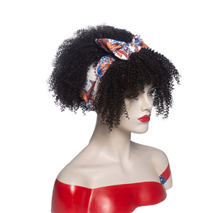 Aishili Vente en gros Écharpe Bandeau Turban Enveloppe Fibre Synthétique <span class=keywords><strong>Afro</strong></span> Crépus <span class=keywords><strong>Cheveux</strong></span> Bouclés Perruque Bandeau Perruque pour Femmes Noires - Product Image 4