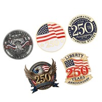 Épingles de revers en alliage de zinc émaillé souple, souvenir du 250e anniversaire de la Journée Nationale des États-Unis 2026, drapeau américain, pour casquettes, chapeaux et vêtements
