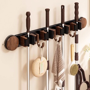 Excellent Wall Mounted Mop Holder Rectangle Punch Free Storage Rack For Bathroom Shower Room - Product Image 1