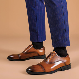 Men's Premium Genuine Leather Oxfords Vintage Brogue Shoes for Weddings & Formal Events <b>Flat</b> & Comfortable Waterproof - Product Image 5