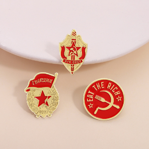 Nuova spilla Soviet Union <span class=keywords><strong>Kgb</strong></span> mangia il ricco scudo e la spada distintivo emblema CCCP medaglia rosso smalto dorato per spilla in metallo artigianato - Product Image 3