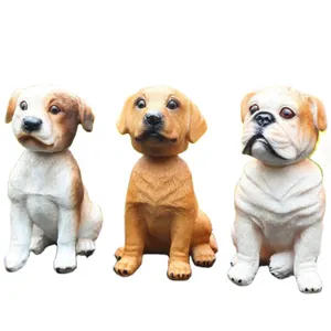 Custom Hot Selling Polyresin Mini Cartoon Hond Bobble Head Schudden Hoofd 3d Hars Pop Dier Ontwerp Auto Dashboard Bobblehead