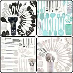 Accesorios para electrodomésticos de cocina, juegos de utensilios de cocina, juego de utensilios de cocina de silicona con mango de madera para cocinar - Product Image 3