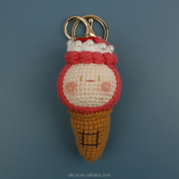 Pendentif porte-clés en crochet fait main, motif crème glacée, style Kawaii, objet décoratif mignon