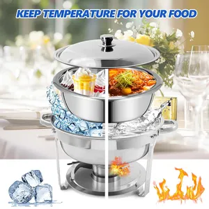 4QT Hotel Catering Chaffing Servers With Covers Stainless Steel Chafing Dish Buffet Set Chafers Warmers Set