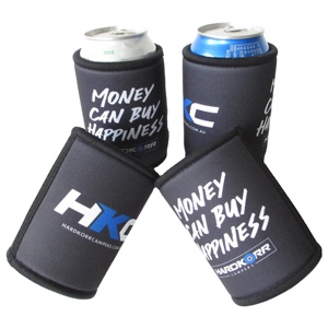 Black Neoprene Stubbies Cooler Premium Stubby Holder Beer Drink Holder Printed With Overlock Stitching and Zigzag Tape on Seam - Product Image 2