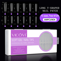 Uñas postizas de gel suave extrafinas mate esmeriladas, 300 unidades, cubierta completa, cuadradas, almendradas, tipo ataúd, a presión, para extensión de uñas DIY en salón