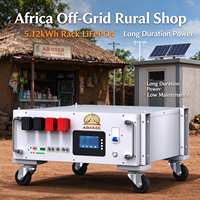 Batterie LiFePO4 5,12 kWh 51,2 V 100 Ah pour stockage d'énergie domestique, système solaire hors réseau pour l'Afrique, pour maisons rurales et petites entreprises