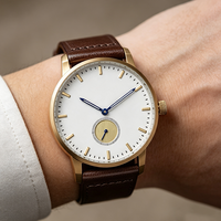Montre-bracelet pour homme avec logo client, mouvement japonais, étanche, à quartz, avec bracelet en cuir véritable