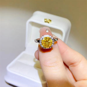 Anillo de oro de 18 quilates al por mayor de fábrica para damas 1 quilate 2 quilates champán Moissanite 925 plata esterlina de lujo para aniversario - Product Image 2