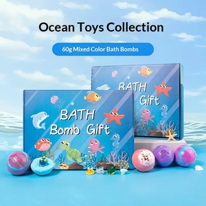Coffret de boules de bain au sel de mer pour enfants 60g x12, boîte cadeau avec design du zodiaque chinois. Les styles de jouets marins sont aléatoires. - Product Image 2