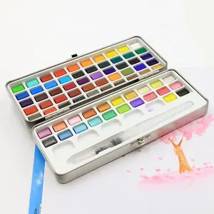 Kit de peinture à l'aquarelle, ensemble professionnel avec pinceau, 50 couleurs