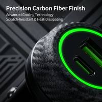 Chargeur de voiture rapide en gros Mini 38W PD QC en fibre de carbone, double sortie Type-C + USB, bloc de charge pour véhicule