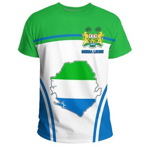 T-shirt drapeau Sierra Leone pour homme, manches courtes, 100% polyester, respirant, coupe classique, imprimé - Product Image 5