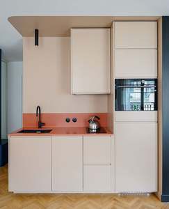 Armoires sur mesure haut de gamme aux tons frais, ensemble complet de rangement d'armoires, conception d'îlot de cuisine, pour les grands appartements commerciaux - Product Image 4