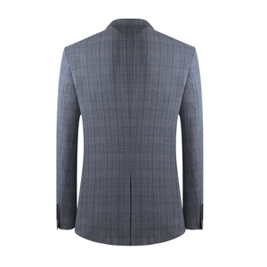 Veste de costume simple boutonnage de style britannique à carreaux gris décontracté pour hommes pour le printemps automne grande taille avec options de personnalisation - Product Image 2