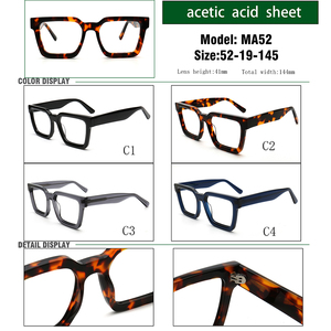 Gafas cuadradas de acetato de moda MA52, montura para hombre, gafas ópticas informales, gafas graduadas de tortuga, gafas de lujo para miopía - Product Image 3