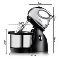 Promotion : Batteur sur socle électrique en acier inoxydable 2,5 L, 3 vitesses, avec bol, pour pétrir la pâte et battre les œufs