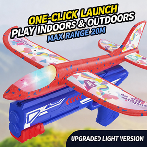 Lanceur d'avion en plastique bleu avec motifs pour enfants de 5 à 7 ans, ensemble de jeu classique unisexe - Product Image 1