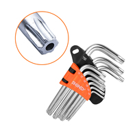SHIND 94335 Torx End kunci Allen Set 9 buah tahan panjang pendek kunci heksagonal kepala prem CR-V Hex kunci SAE ukuran metrik