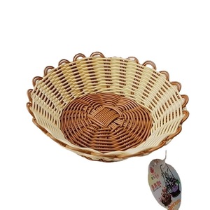 Handmade Imitation Rattan Woven <b>Basket</b> Round Fruit <b>Vegetable</b> <b>Storage</b> Food Container Lace <b>Basket</b> Platter - Product Image 5