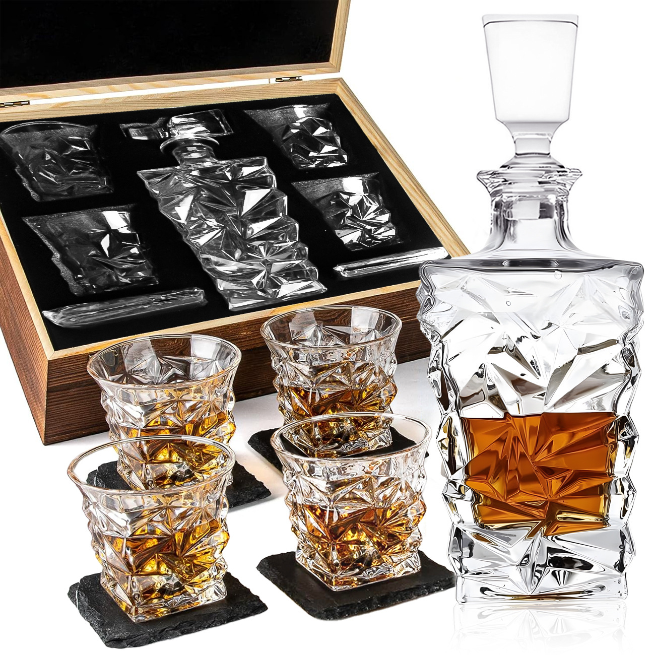 Bouteille en forme de diamant 1 bouteille 4 tasses (déduction fourchette)