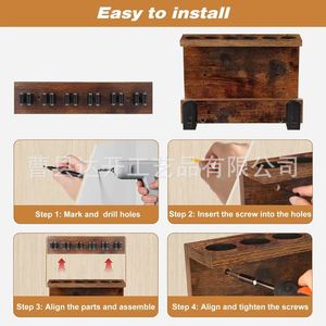 Wooden Billiard Cue <b>Holder</b> Wall Mounted 3-4 <b>Rods</b> Storage Rack Multipurpose Durable - Product Image 5