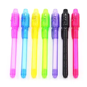 Top Quality Promotional Fluorescence Neon Glitter Glowing UV Pen Invisible Ink Led Light Ballpoint Pen Office & School Pen Blue