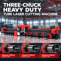 Mesin Pemotong Laser Tabung Tugas Berat 12M 3 Chuck untuk Pipa Logam Besar dan Baja Struktural