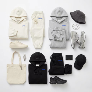 Wholesale Custom Heavyweight Cotton Women Two Piece <b>Set</b> Oversized Blank Hoodie and Sweatpants <b>Set</b> Unisex Streetwear Tracksuit - Product Image 2