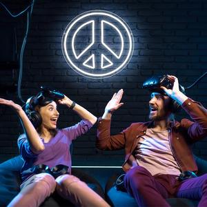 Panneau lumineux LED « Peace » à intensité variable, décoration murale <span class=keywords><strong>hippie</strong></span> pour salle de jeux, bar, cave d'homme, 14,00 x 13,27 pouces, décoration murale - Product Image 5