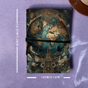 Máy tính xách tay retro A6 tốt cho các nhà văn Bài tập tự do phác thảo câu chuyện và ghi chú biên tập với bản đồ thế giới với các yếu tố hải lý - Product Image 4