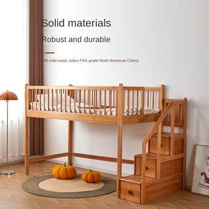 Cama Moderna Convertible HONGAO de Madera Maciza para Dormitorio Infantil, Media Altura, con <span class=keywords><strong>Armario</strong></span> Integrado de 1.2m para Niños y Niñas de 2 a 4 Años - Product Image 3